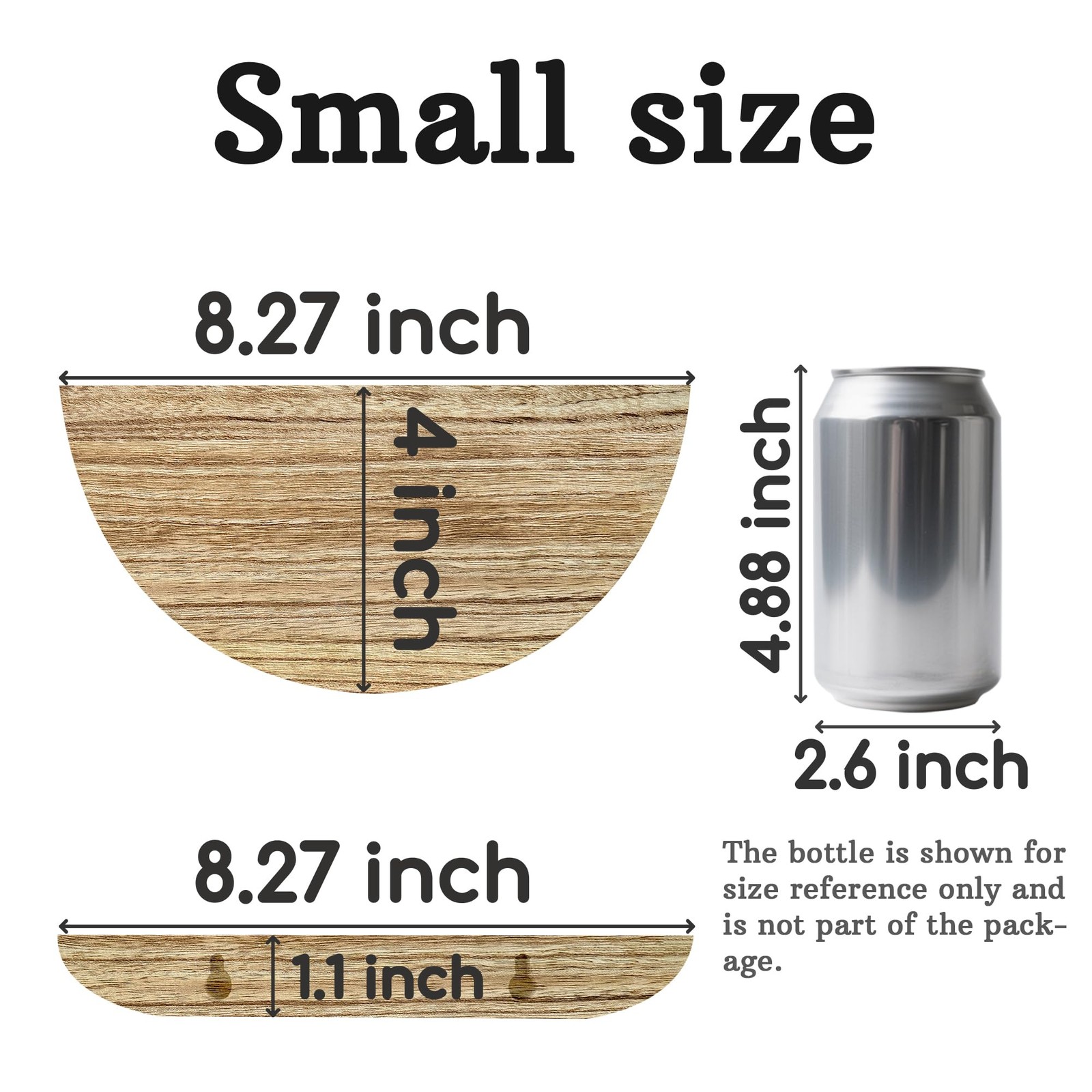 Solid Wood Half Round Floating Wall Shelf Elegant Hanging Decor Room Organizer