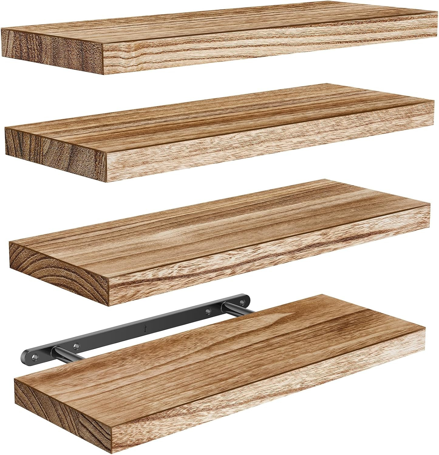 AMADA HOMEFURNISHING Floating Shelves, Paulownia Wood Wall Shelves for Bathroom/