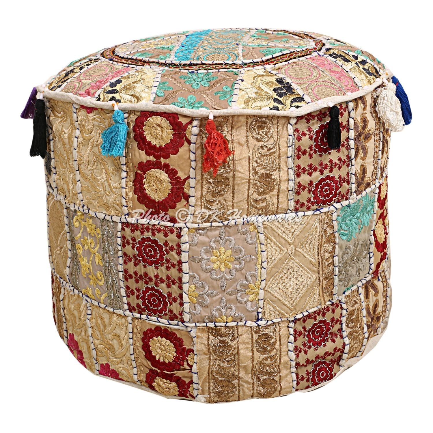 Handmade Traditional Decorative Patchwork Ottoman Pouffe Footstool Chair Cover