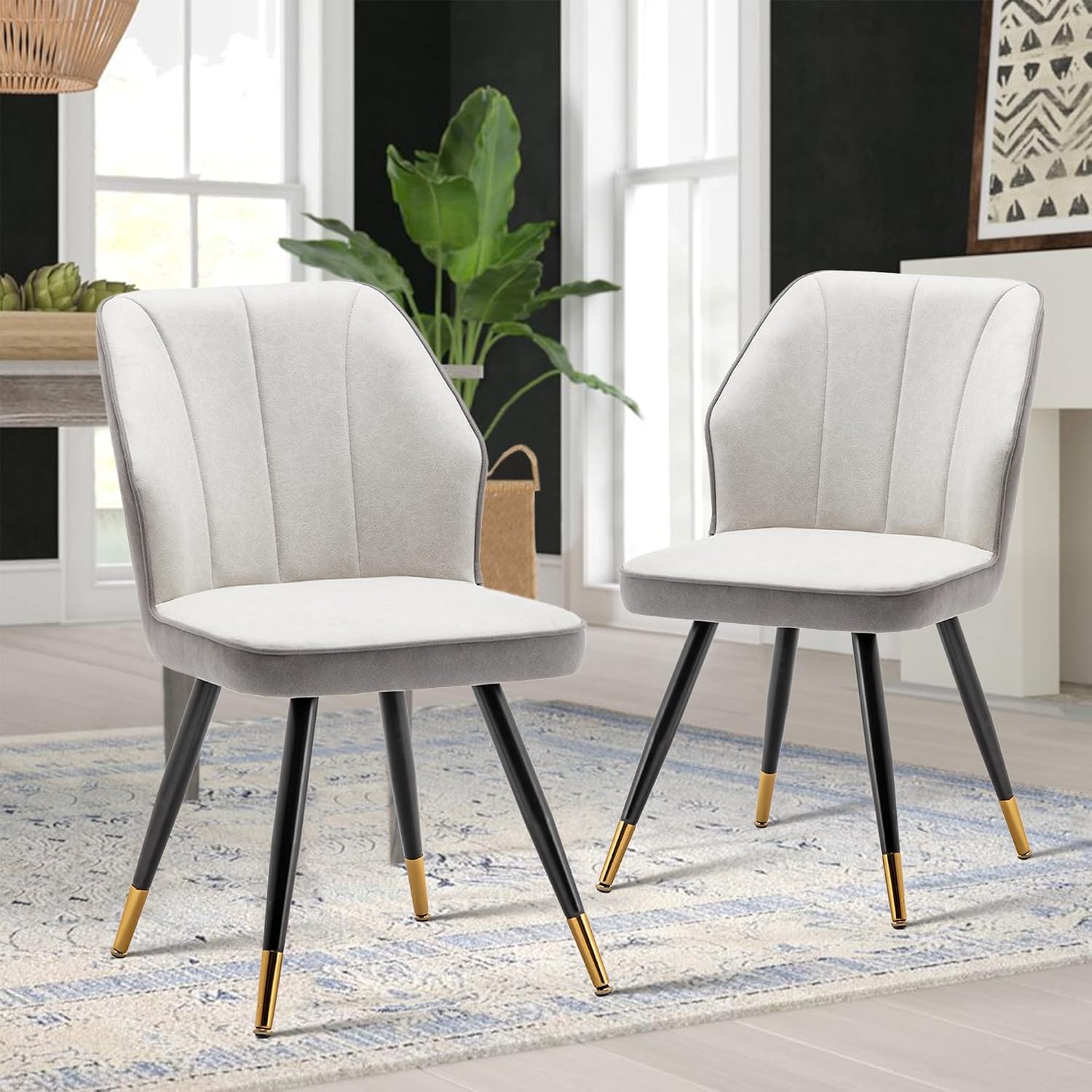 Dining Chairs Set of 2, Modern Armless Upholstered Dining Chairs for Kitchen