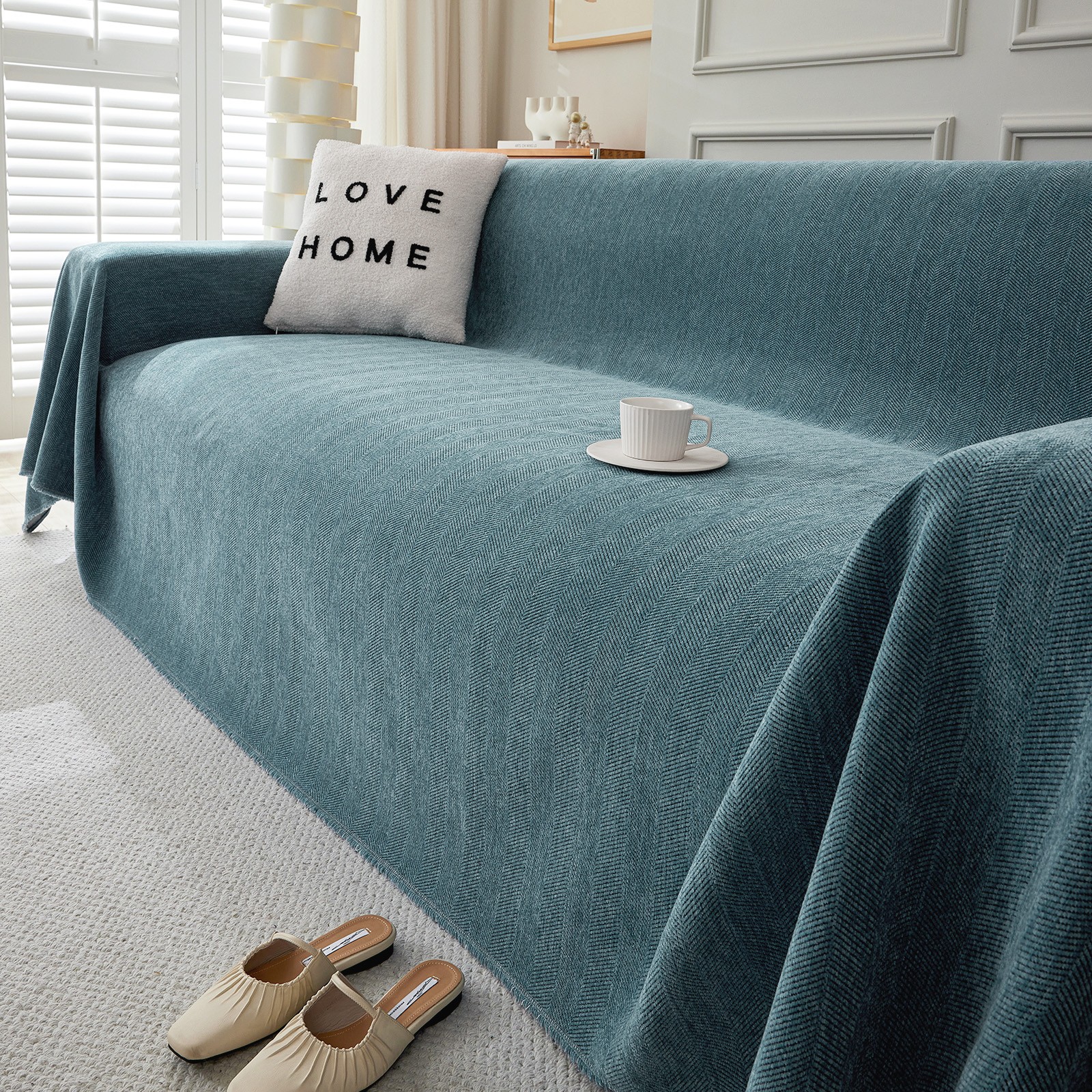 90″ Wide Sofa Blanket Cover Striped Chenille Couch Cover Machine Washable 4 Size