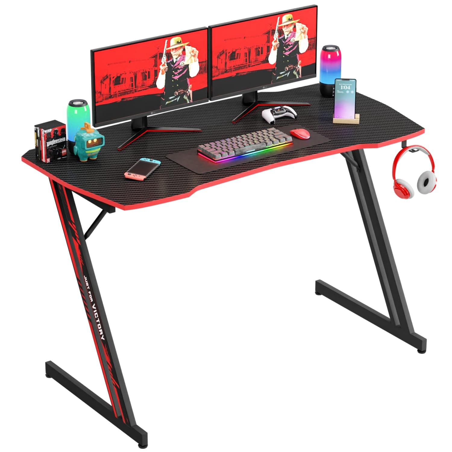 PayLessHere | 47″ Gaming Table | Red | Z-Shaped Computer 47 In Z Shaped,