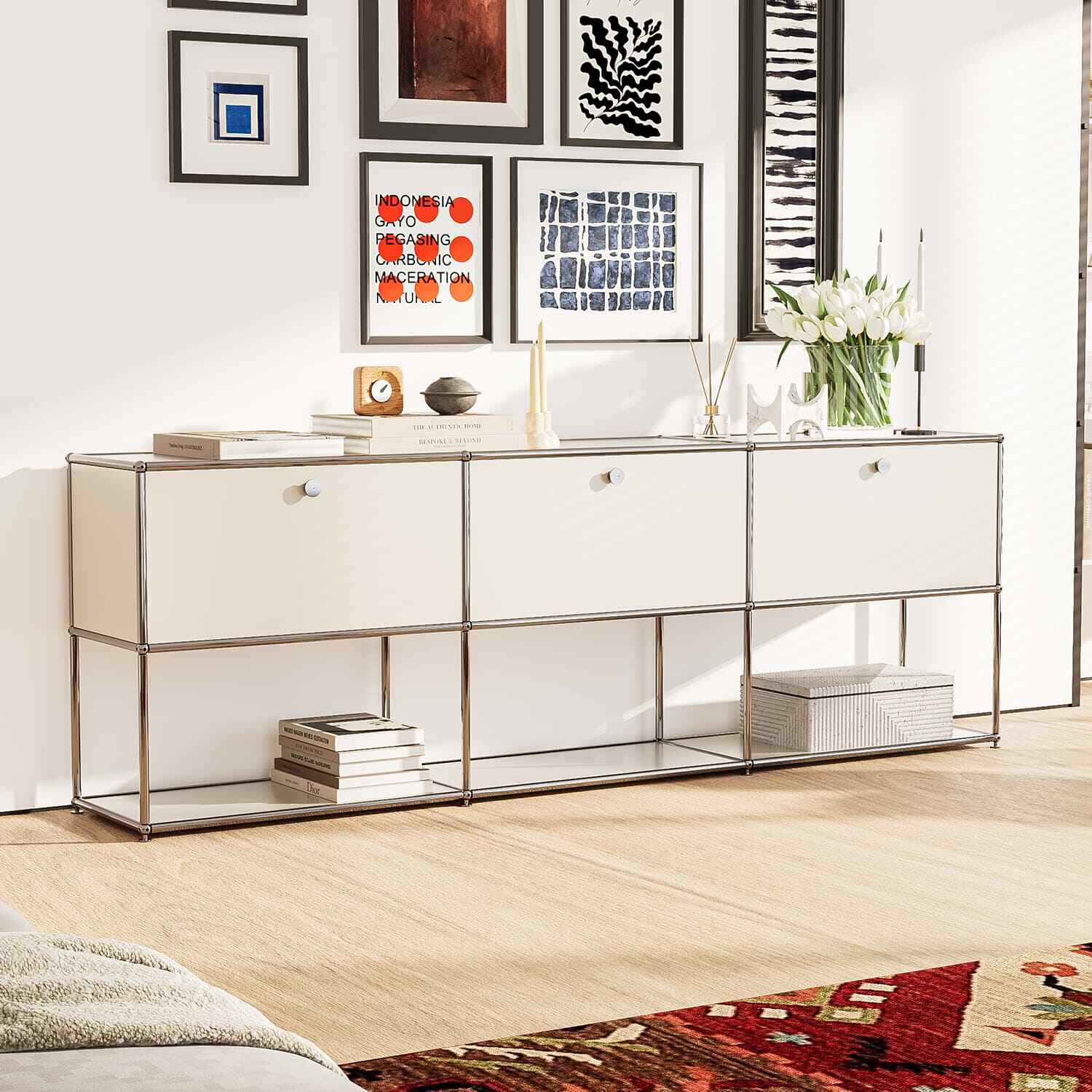 USM Haller Style Modern Storage Cabinet Free-Standing Storge Shelf Living Room