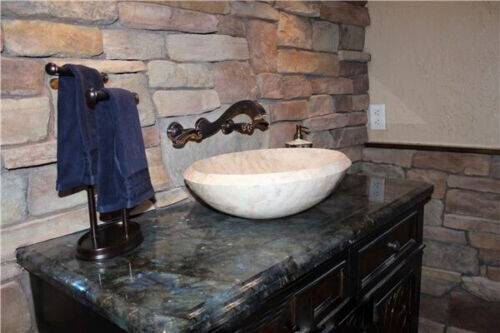 Labradorite Stone Dining & Kitchen Table Slab Handmade Rectangular Furniture