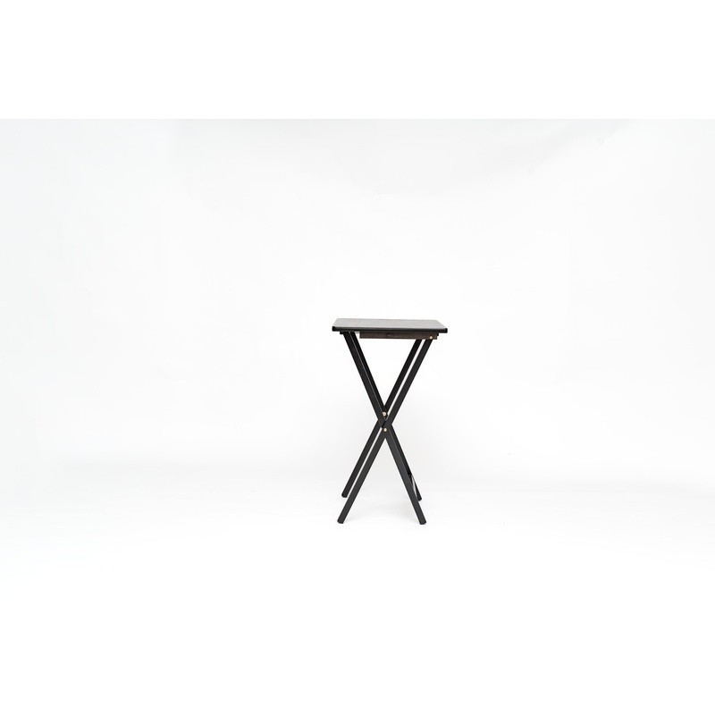 Indoor Folding TV Tray Table Set of 2 Portable Space Saving Rubberwood Black New