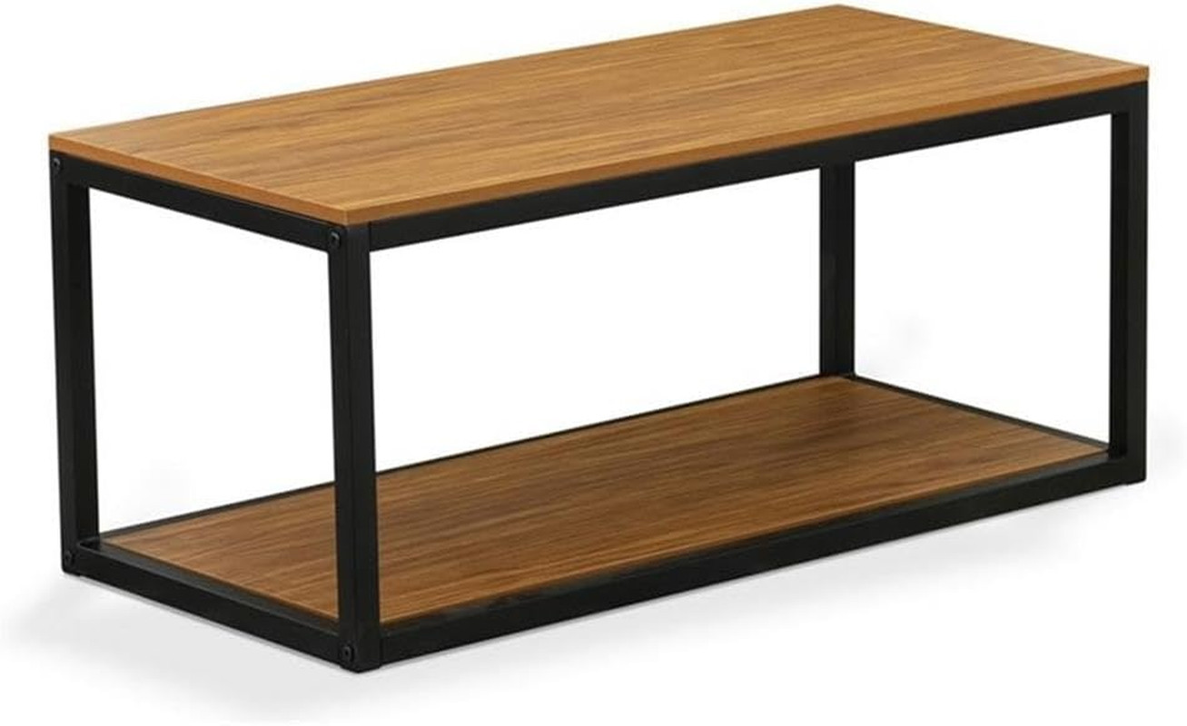 Norwich Mid Century Modern Coffee Table with 2-Tier Design, Black & Brown