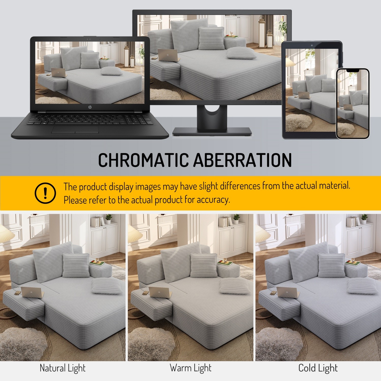 Modern Plush Corduroy Sofa Bed Chaise Lounge No Assembly Required for Apartment