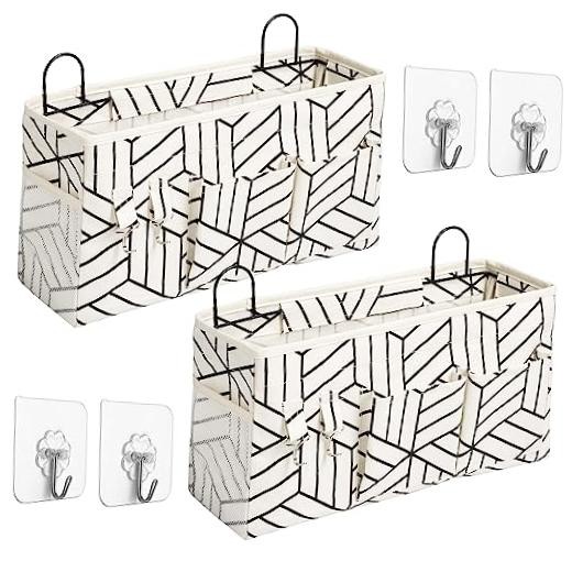 2pcs Large Wall Hanging Storage Bag, Door Closet Linen Fabric 2Pcs-White