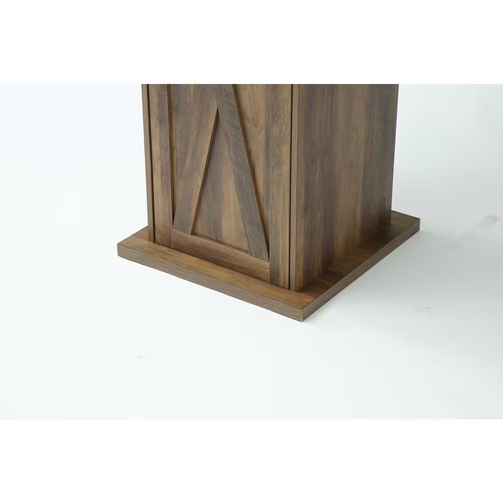 Kearsten Square Brown 39.37 In. Corner Bar Home Table Seat 4-Storage 4-Tier Cabi
