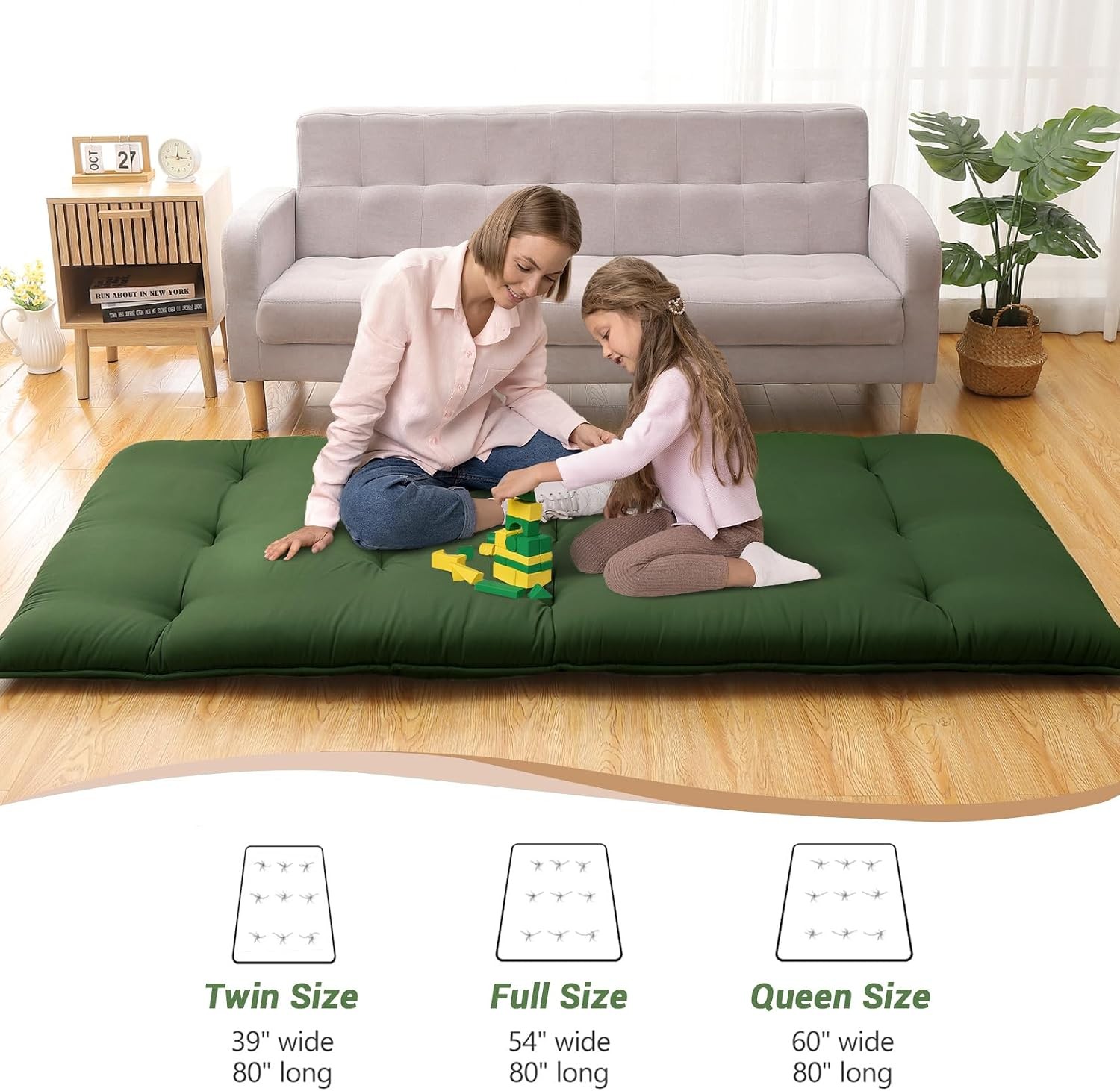 Futon Floor Portable Roll Up Mattress Twin 4″ Thick High-Density Foam Tatami Bed