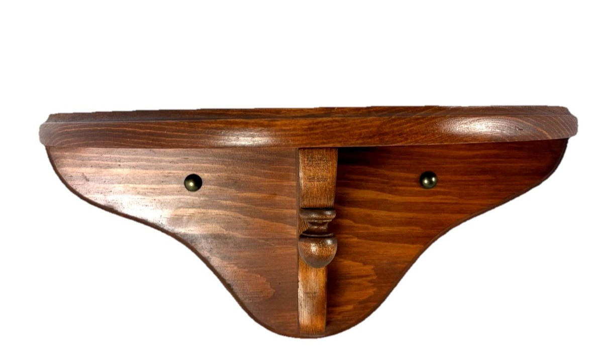 Vintage Wood Half Round Hanging Wall Shelf 13″ Farmhouse Country