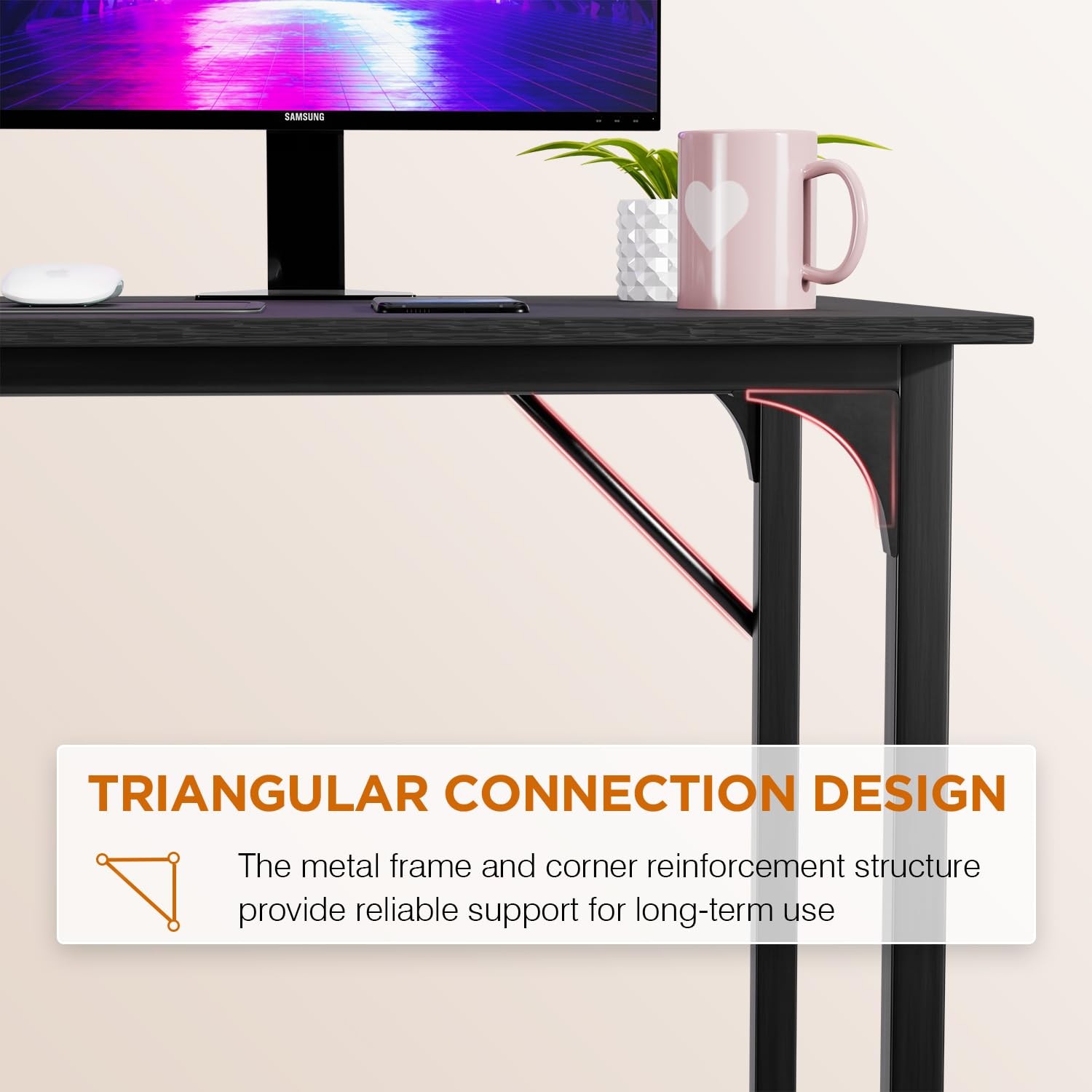 PayLessHere | 32 Inch Computer Desk | Black | Office Desk with Metal Frame, A…