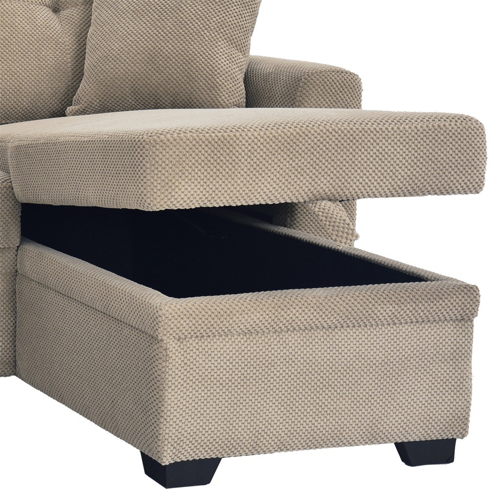 L-Shaped Sofa Sectional Loveseat Couch Convertible Sleeper Sofa w/Pull-Out Bed
