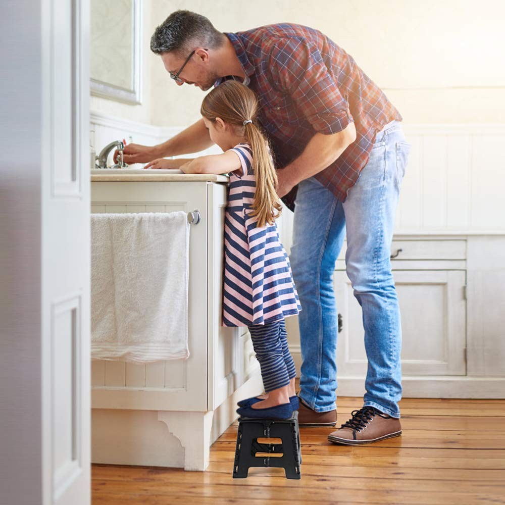 Folding Step Stool 9 Inch Sturdy Collapsible Kitchen Foldable Kids Adult