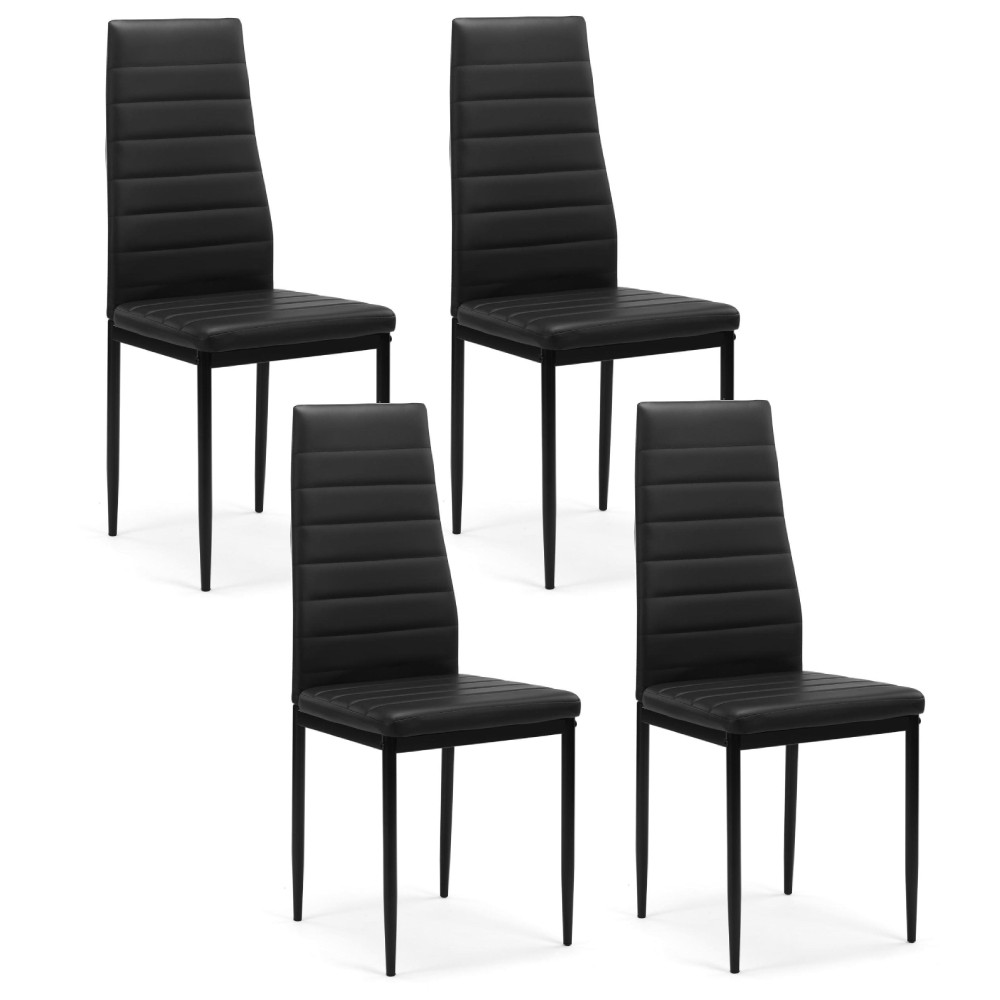 Set of 4 Dining Chairs Upholstered PU Leather Accent Chair Modern Elegant