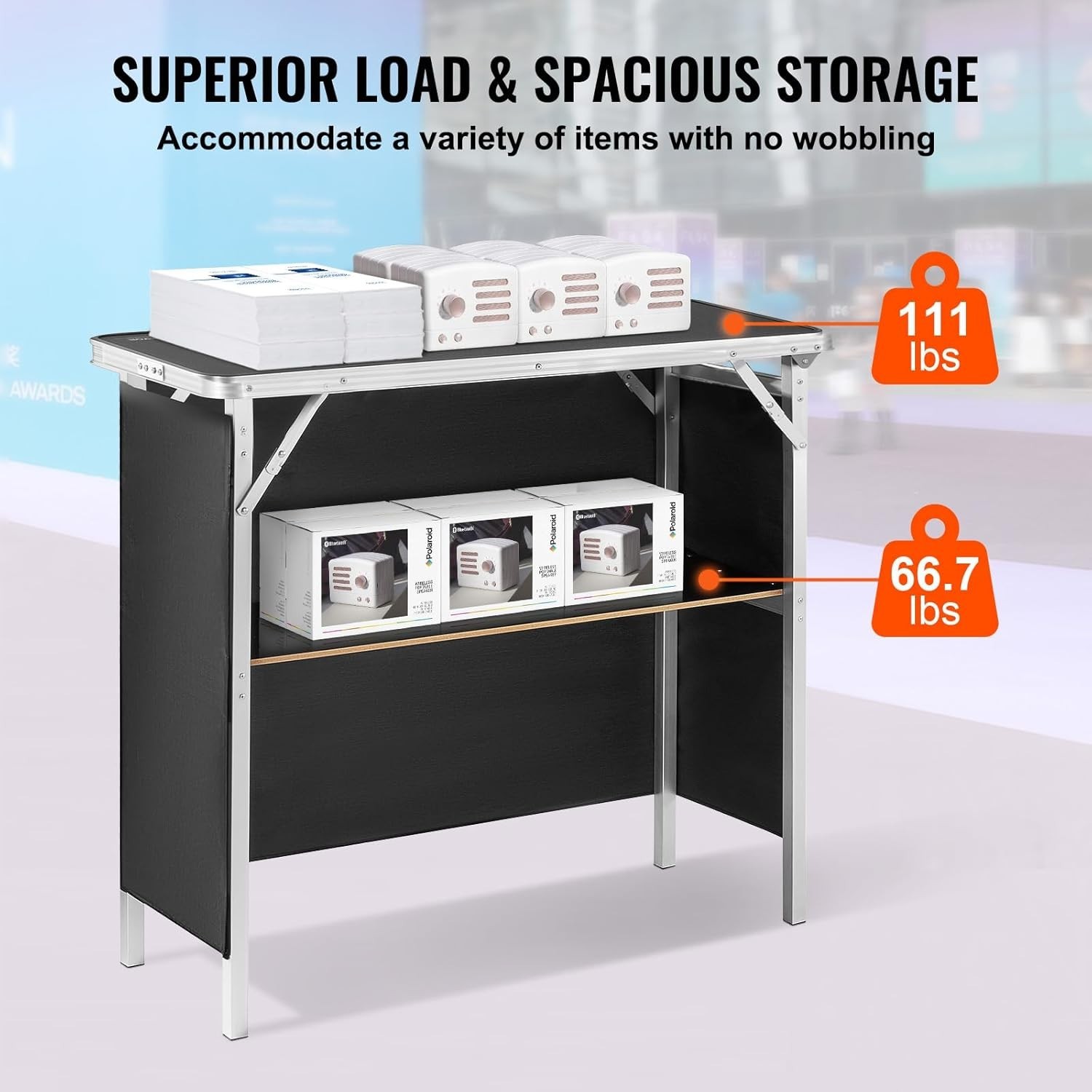 Elegant Folding Portable Bar Table for Events – 38.39 x 15.16 x 34.25 Inches