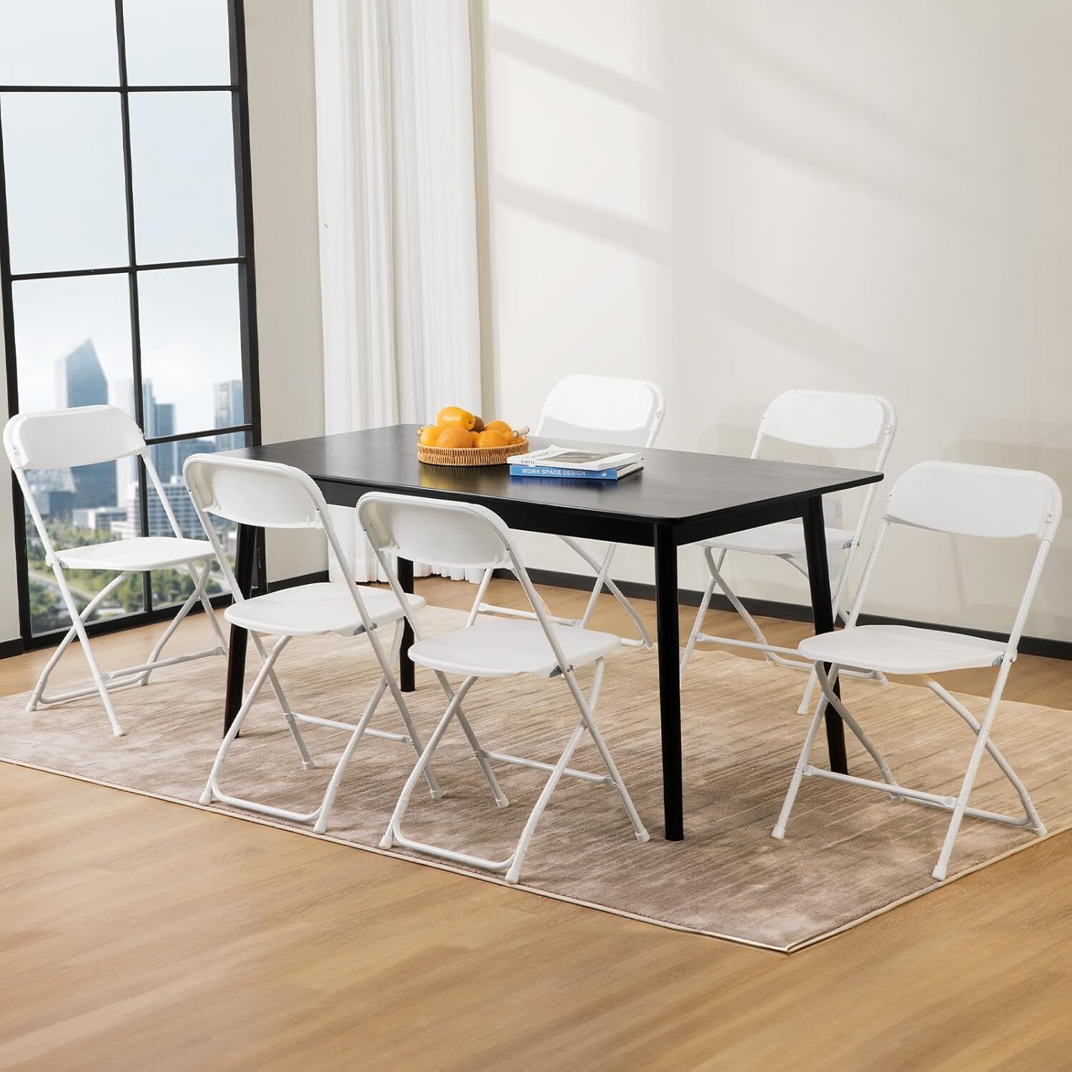 4 / 6 Pcs Folding Chair Plastic Sturdy Folding Chairs 330lbs Home Outdoor Indoor