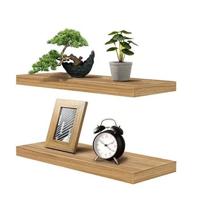 Jmaisiu Floating Shelves 16.5in Wall Shelves W/ Natural Wood Finish (2pk)