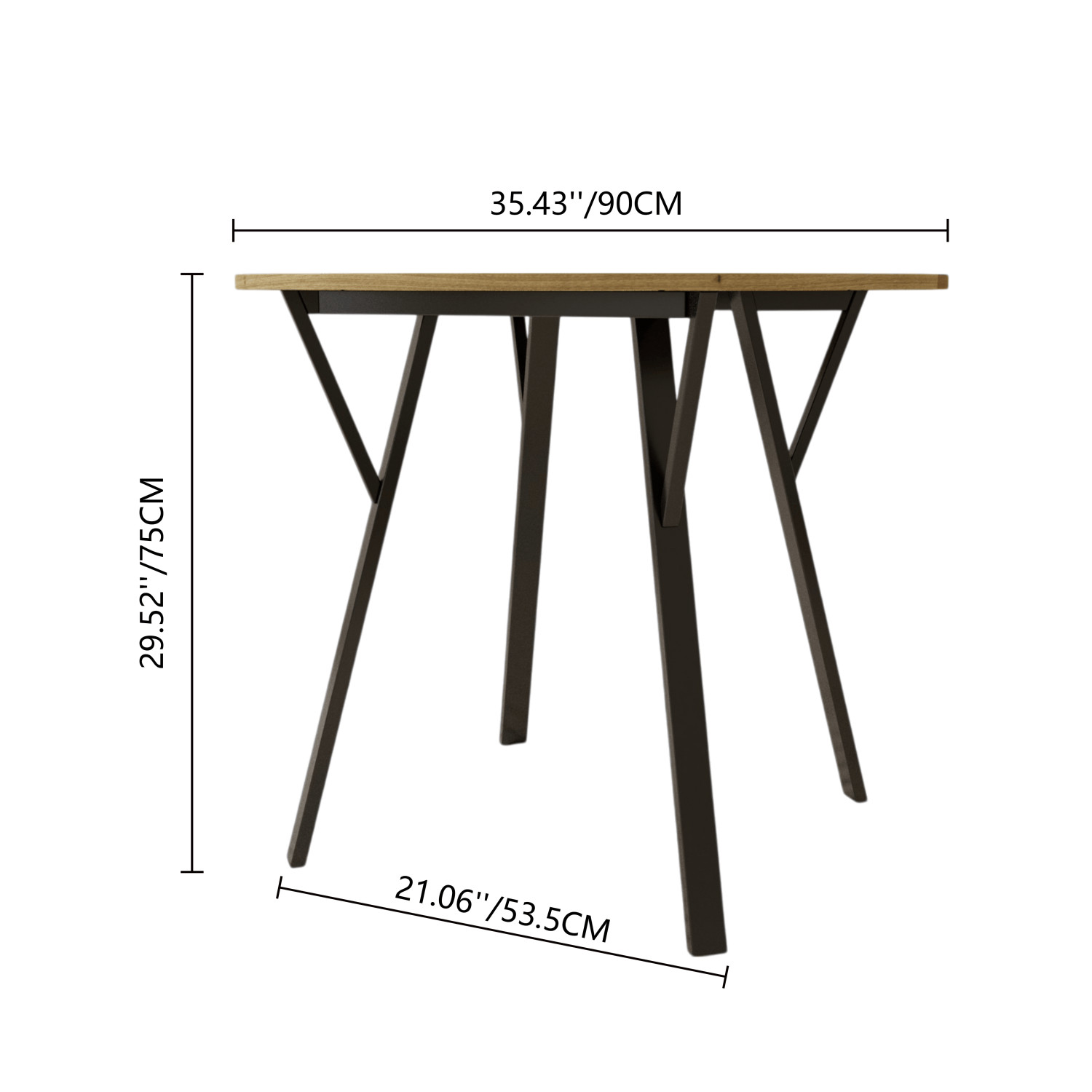 35.4″ Round Dining Table, Circle Kitchen Table with Metal Legs for 2-4 Person