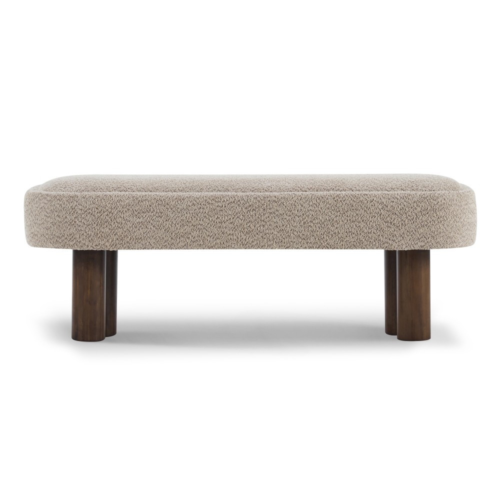 Indoor Khaki Dining Bench with Walnut Color Legs 51.57’L Upholstered Seating