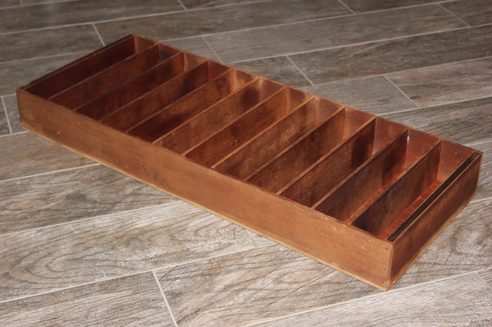 Vintage Handmade Solid Wood Display Sorting Cabinet Collectibles Box 12x30x3.25