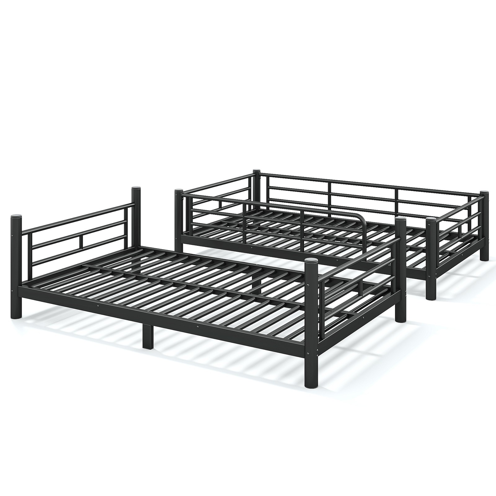 Twin XL over Twin XL Metal Bunk Bed, Space-Saving 2-in-1 Convertible Bed, Black