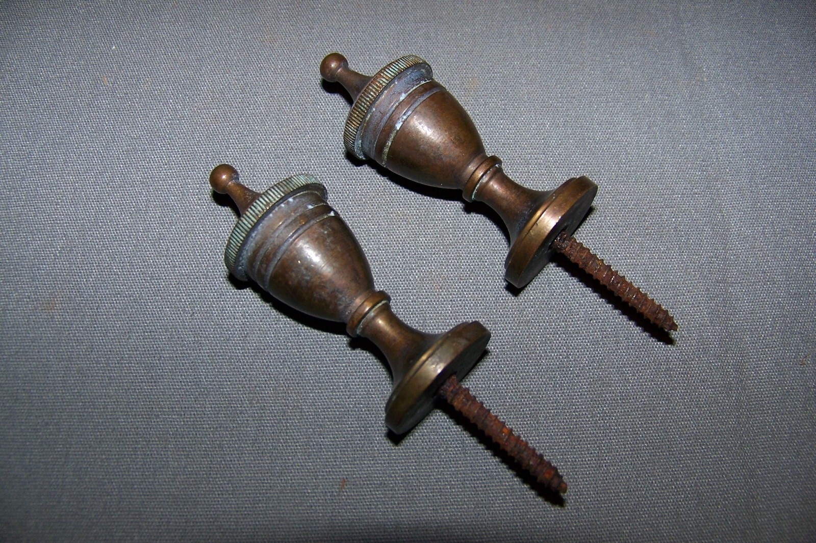 Two, Furniture, Perhaps Brass Plate Over Pot Metal Finials – See Description