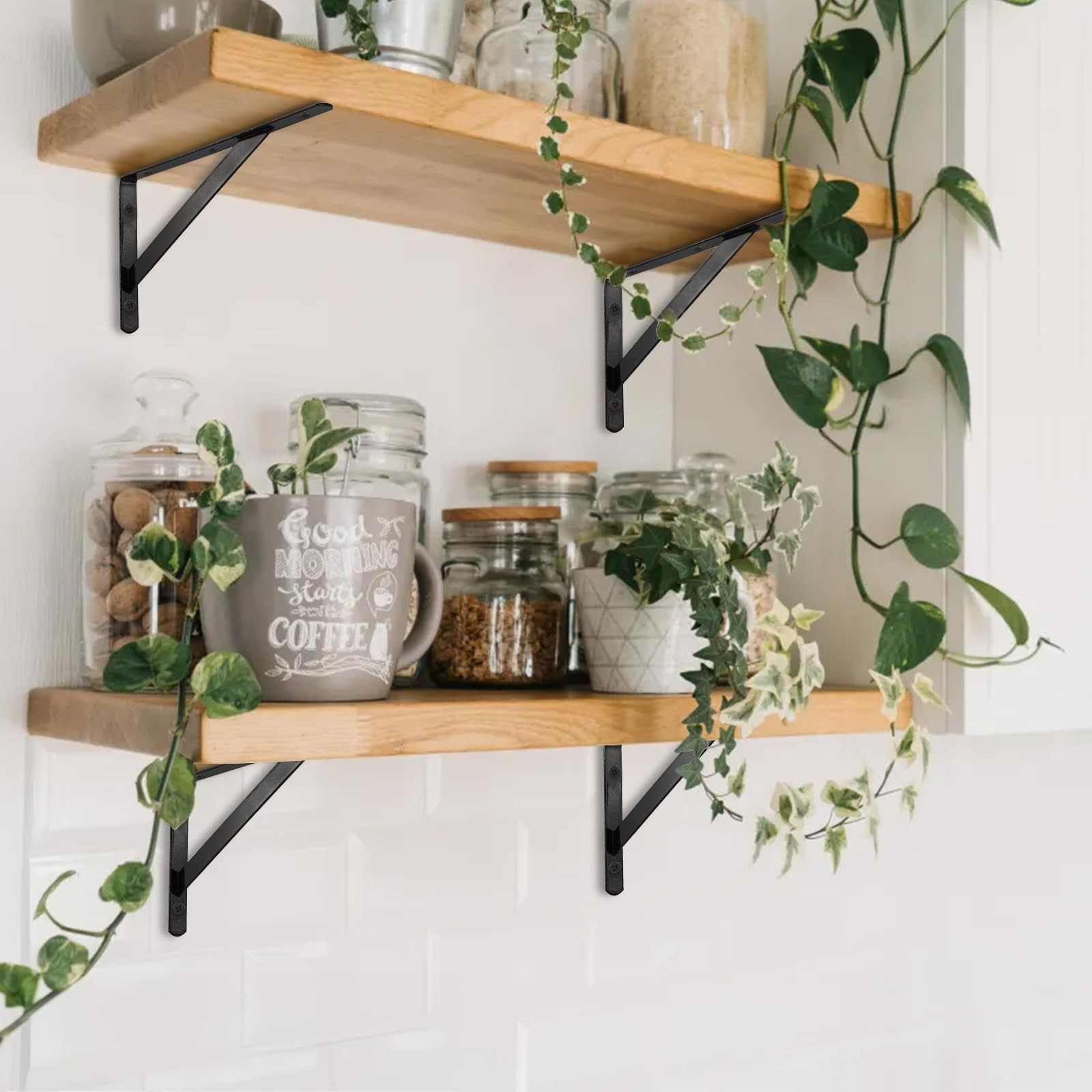 12 Pack Heavy Duty Shelf Brackets, 8 in x 5 in Wall Mount Steel L Shelf Brack…