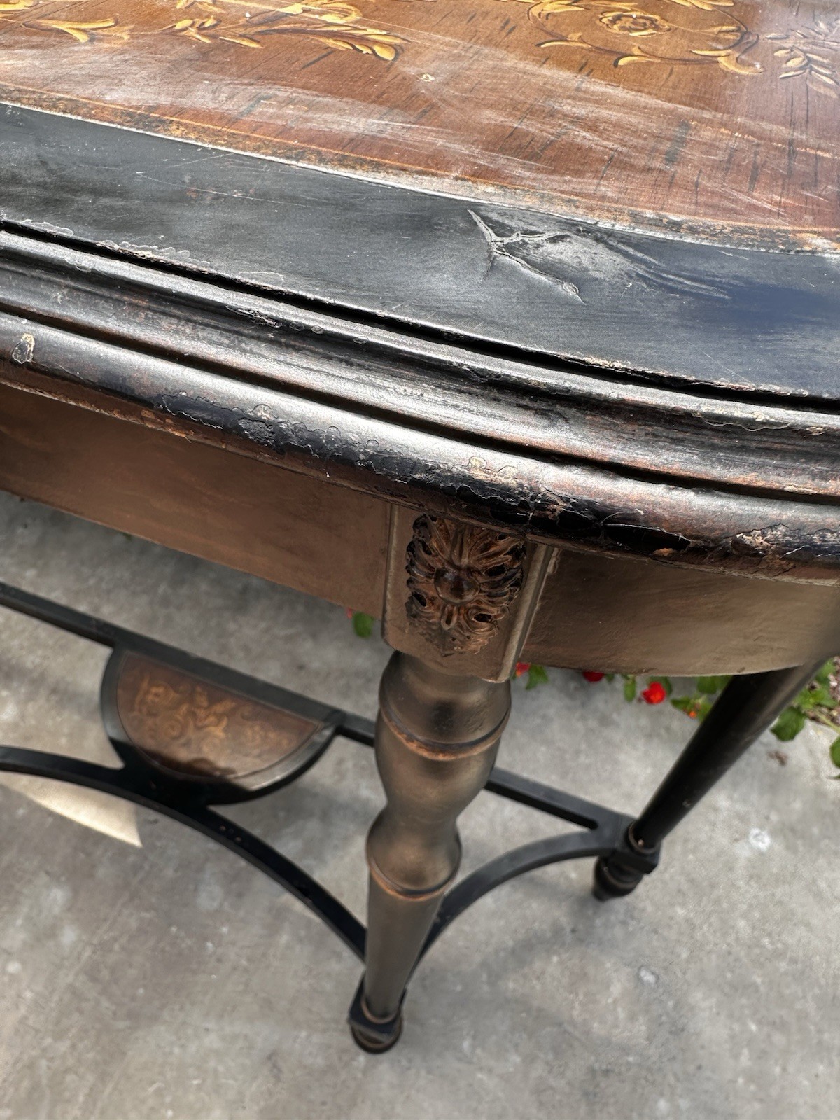 Bombay Demilune Console Table Painted Narrow Accent Stand Dark Academia