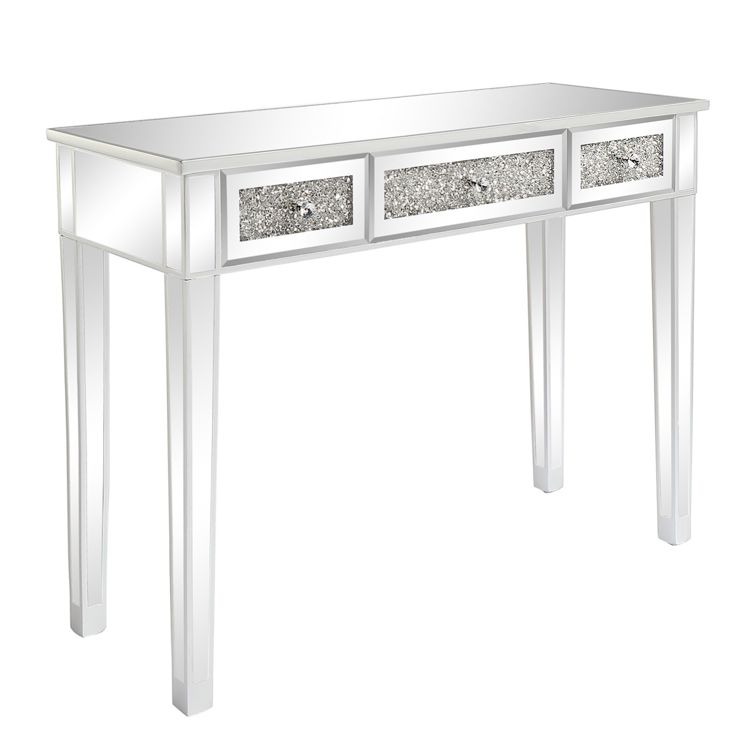 Mirror Surface Broken Glass 3 Pumping Computer Desk Vanities & Makeup Table