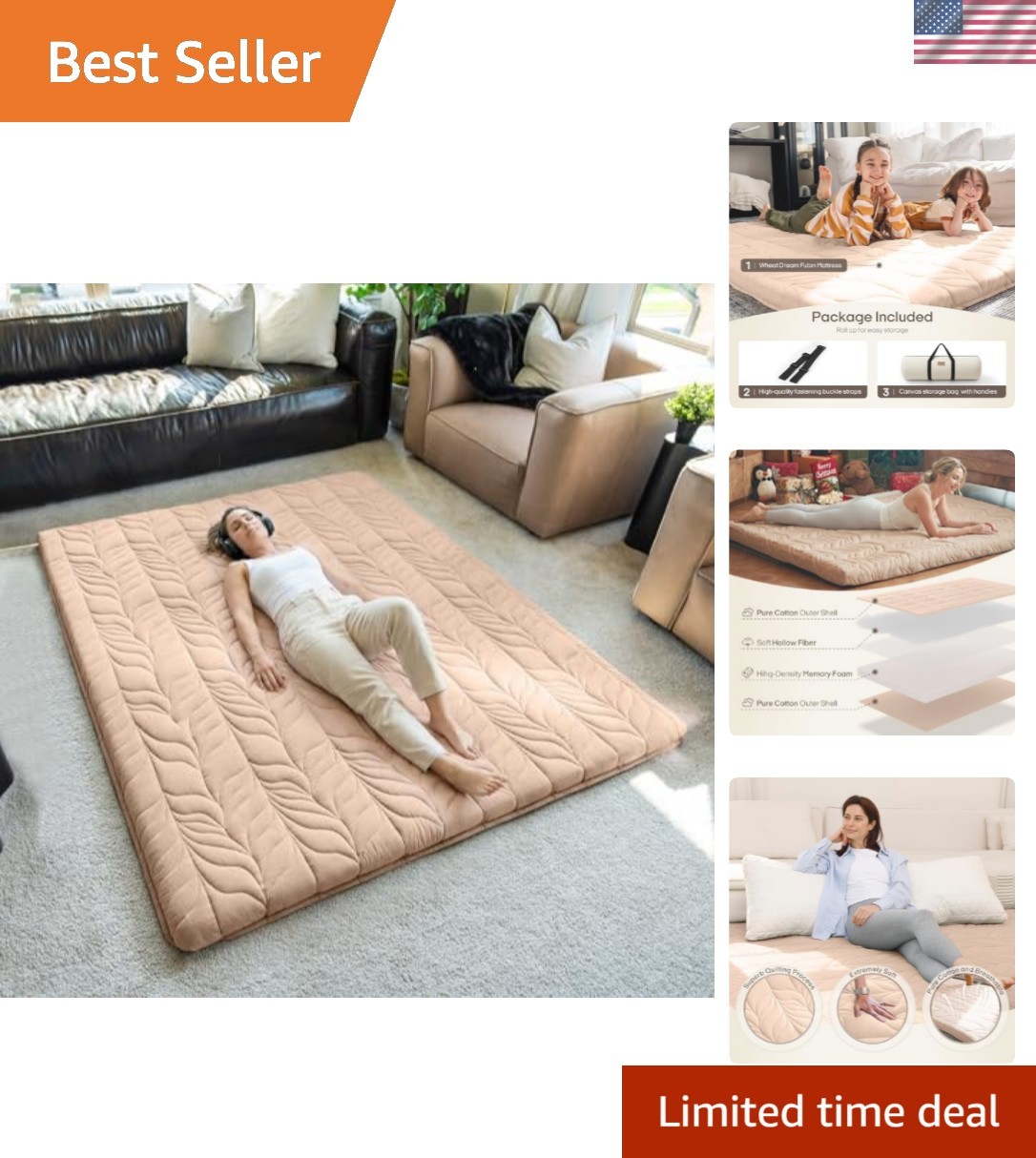 Japanese Floor Mattress Futon Mattress Full Size, Thicken Roll Up Tatami Mat …