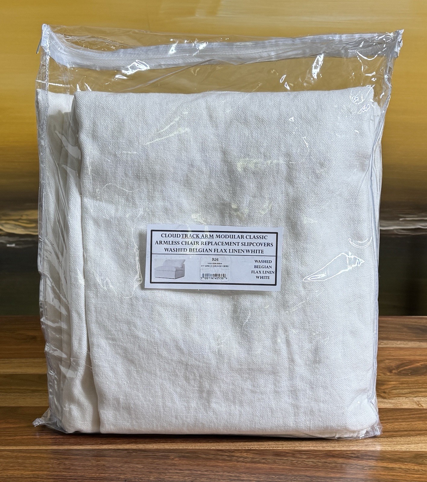 Restoration Hardware Cloud TRACK ARM Armless Chair SLIPCOVER Wash Linen White
