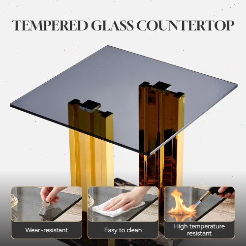 Table Modern side table, equipped with transparent glass and stainless steel leg