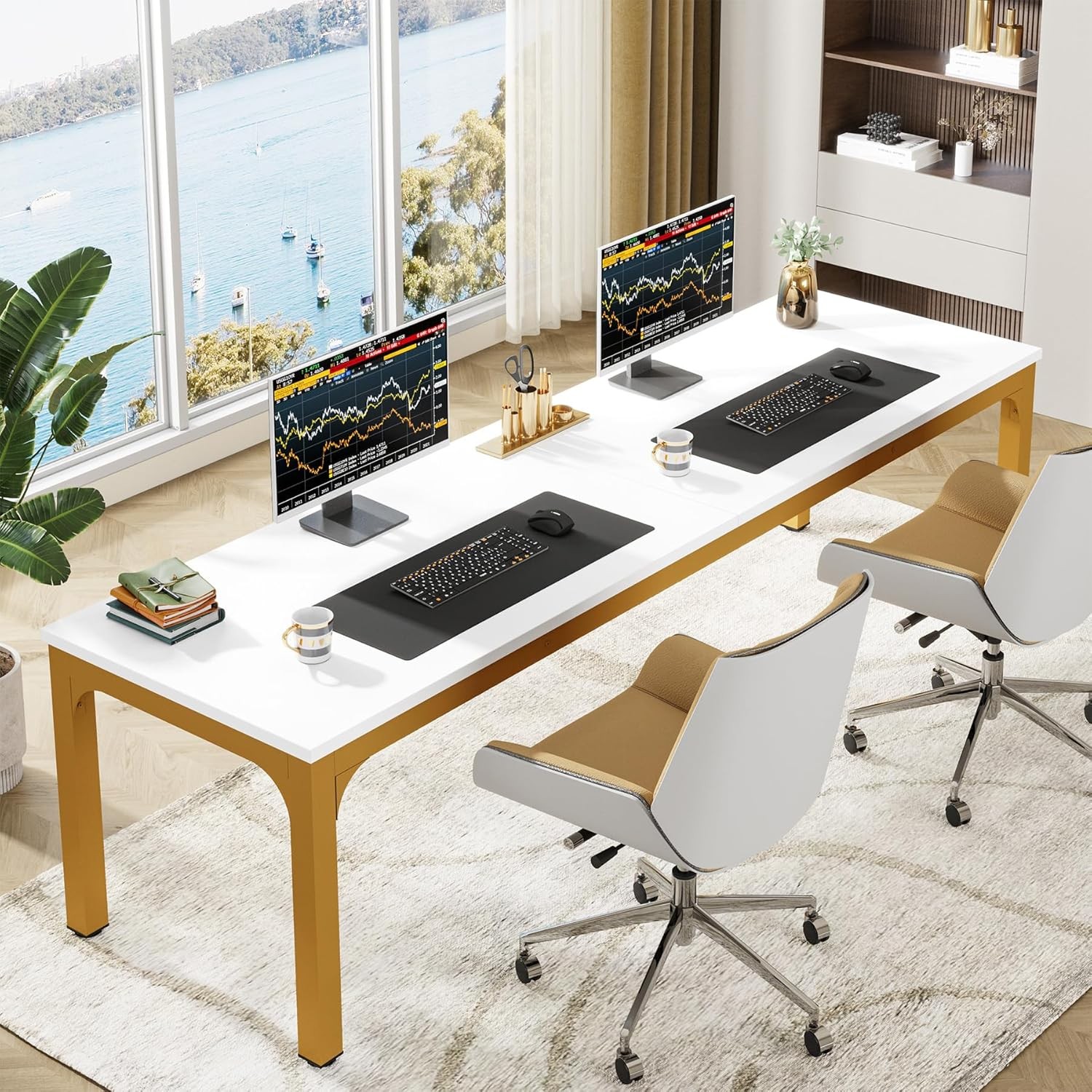 78.7 Inches Extra Long Computer Desk 2 Person Desk, Double Long Desk for Office
