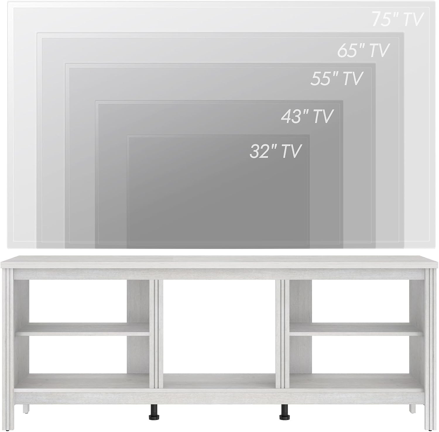 Farmhouse TV Stand for TVs up to 75 Inch, White Entertainment Center for 80 inch
