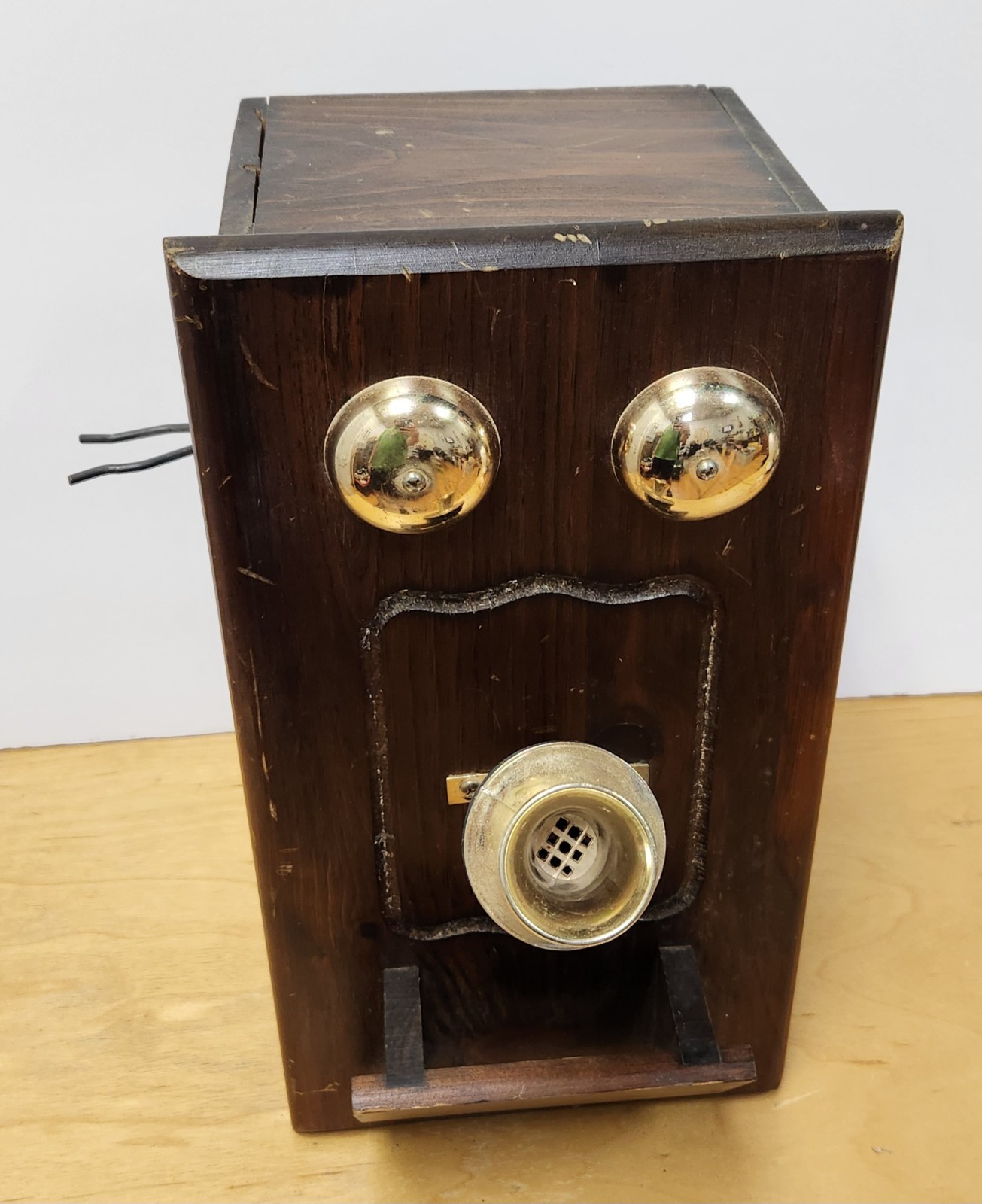 Vintage Antique Style Wall Phone Wood Cabinet Spice Liquor Storage Box Novelty