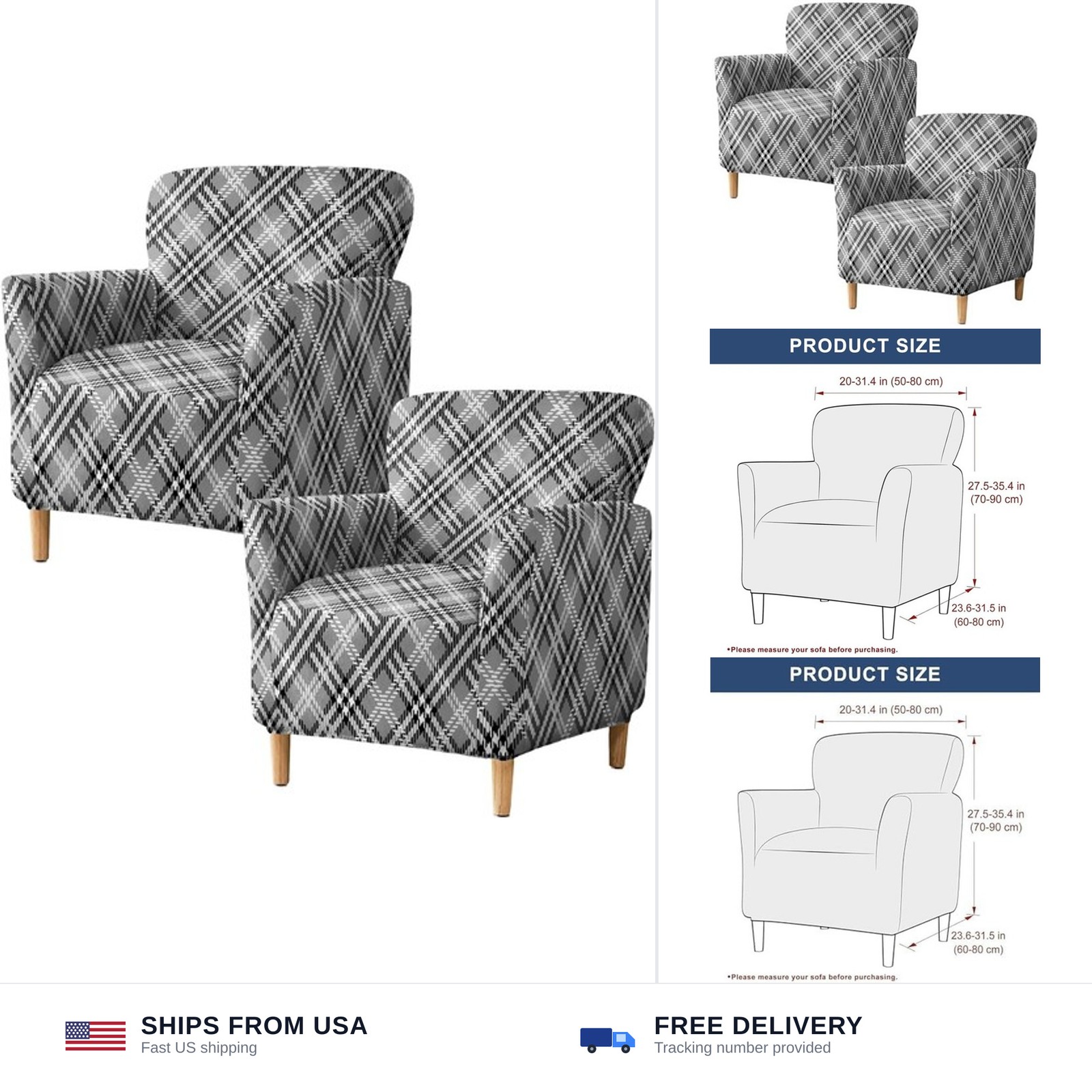 HAOYONG Banquet Armchair Slipcover Stretch Print Chair Covers 1-Piece Armchai…
