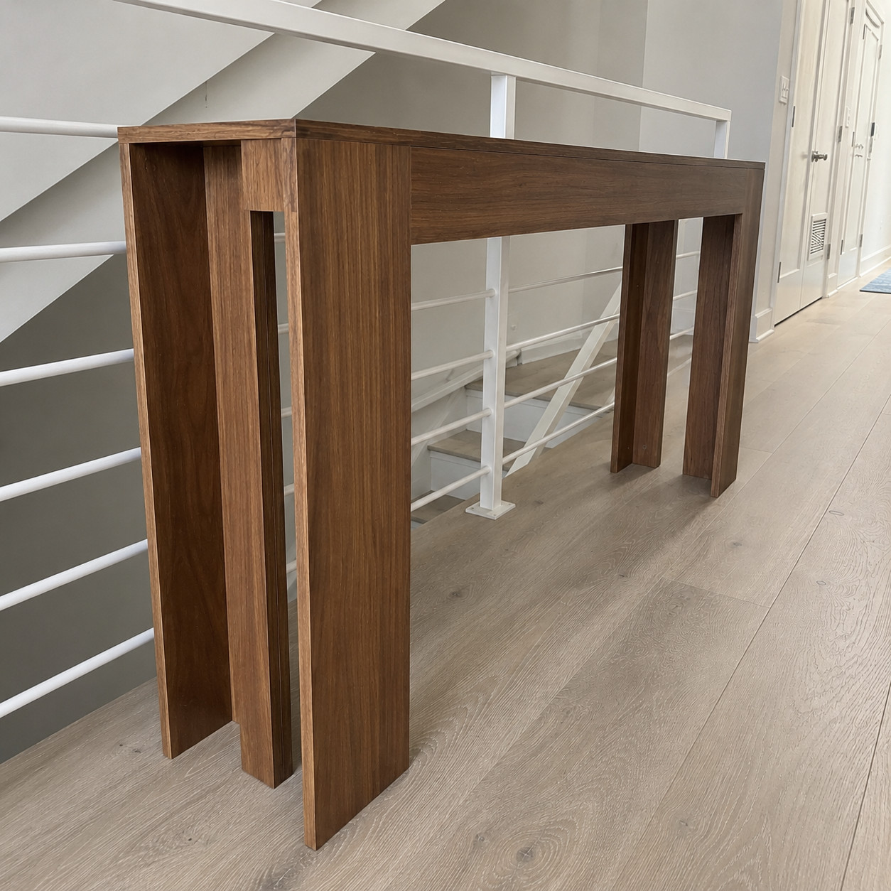 63in Extra Long Walnut Console Table Modern Farmhouse Narrow Entryway Sofa Table