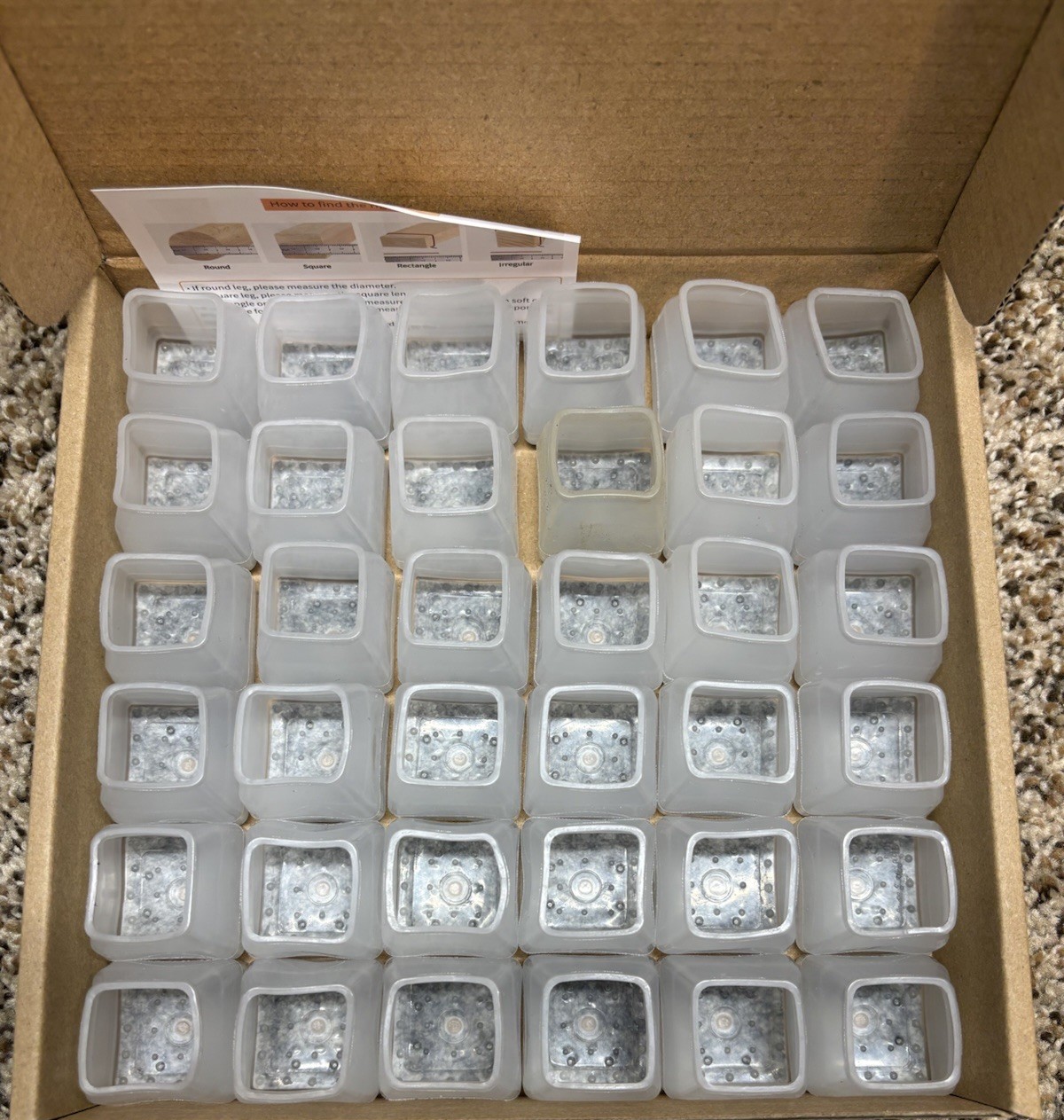 36 Pcs. Square Chair Leg Cover (Transparent, Small).
