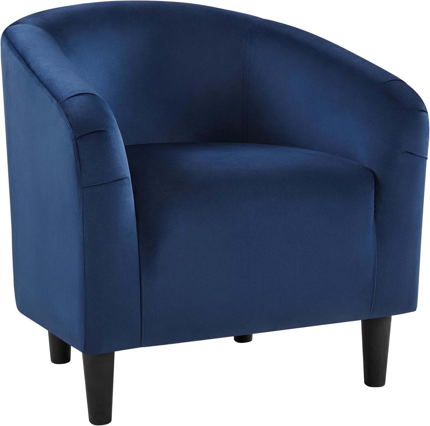 Small 25.5in Wide Velvet Barrel Accent Chair Bedroom Navy Blue | Compact Cozy