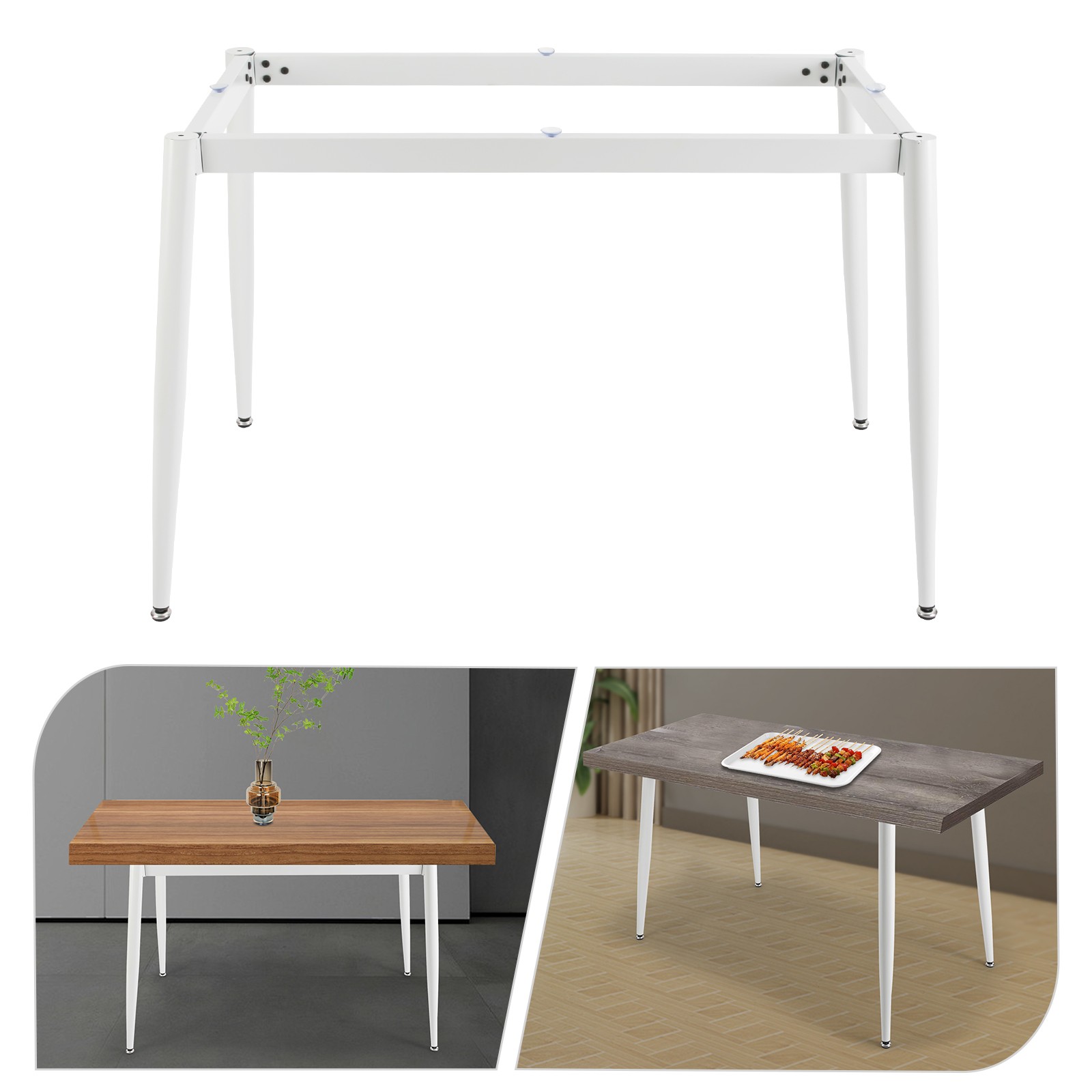 Metal Table Leg With 6 Suction Cups Desk Frame Marble Glass Wood Top Desk Base