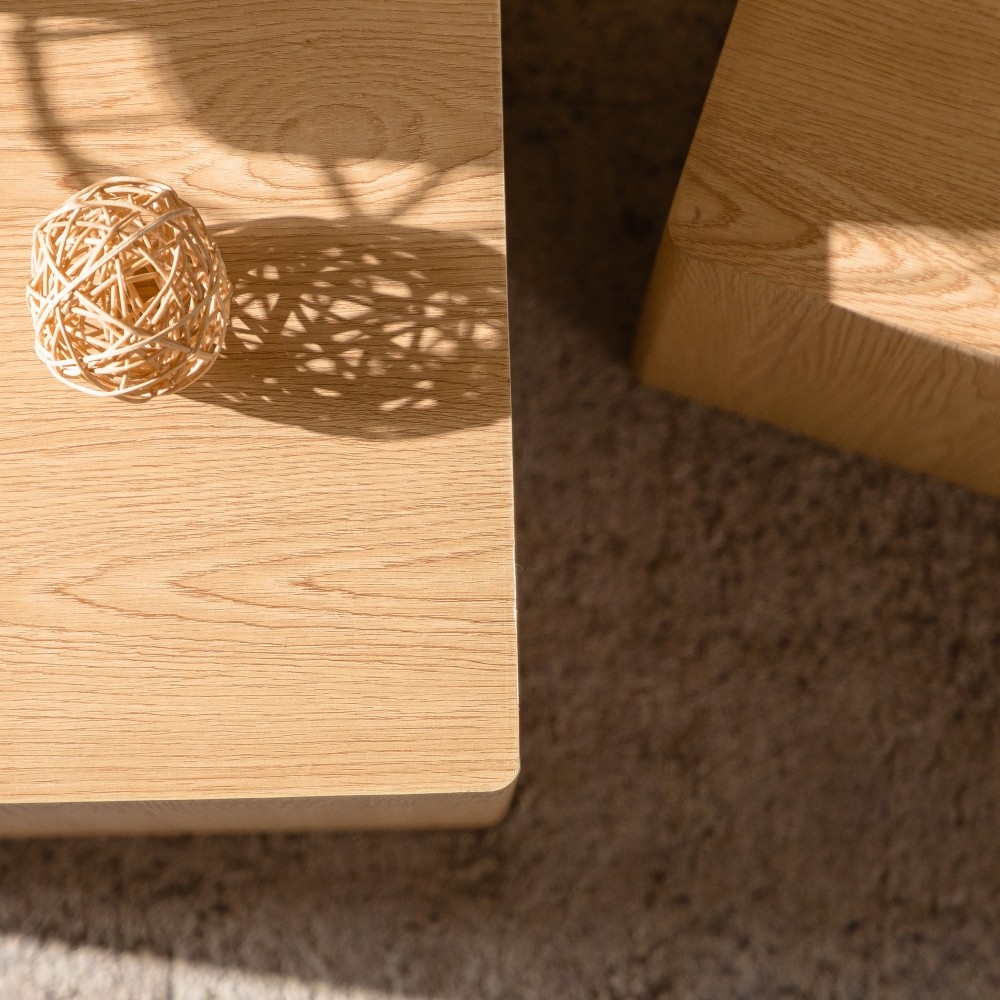 Modern Nesting Coffee Table MDF Imitation Wood Grain Cube Side Table Fully