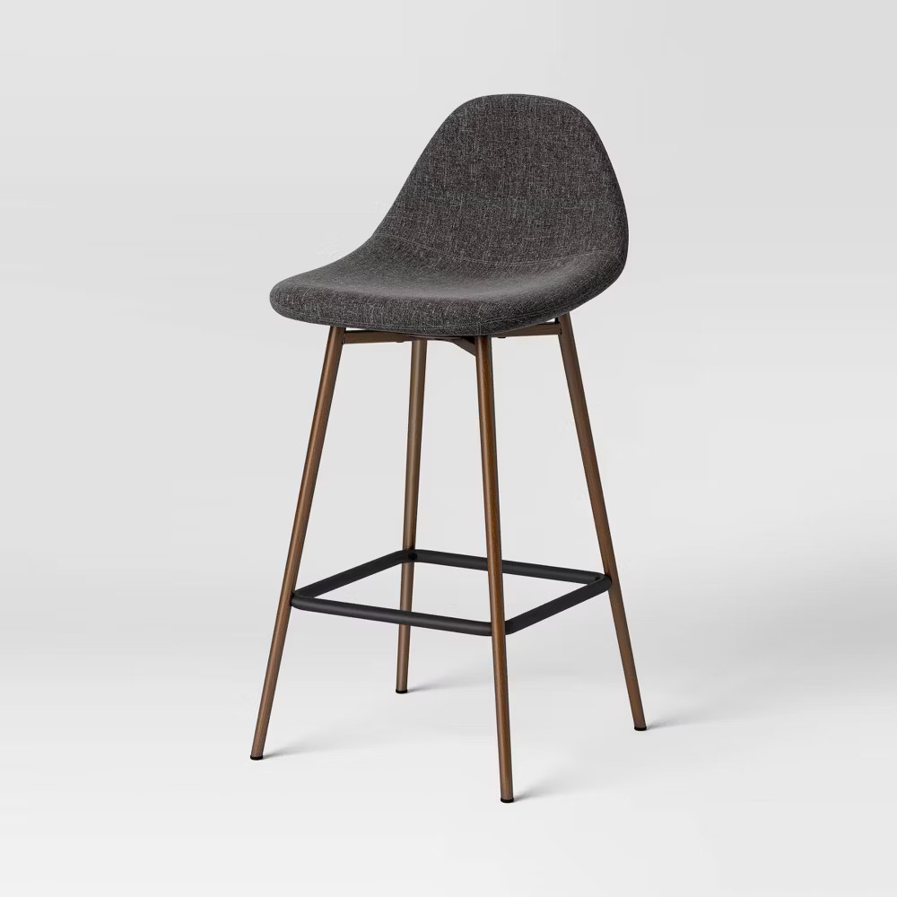 Threshold Curved Back Counter Stool Bar Round Mid-Century Metal