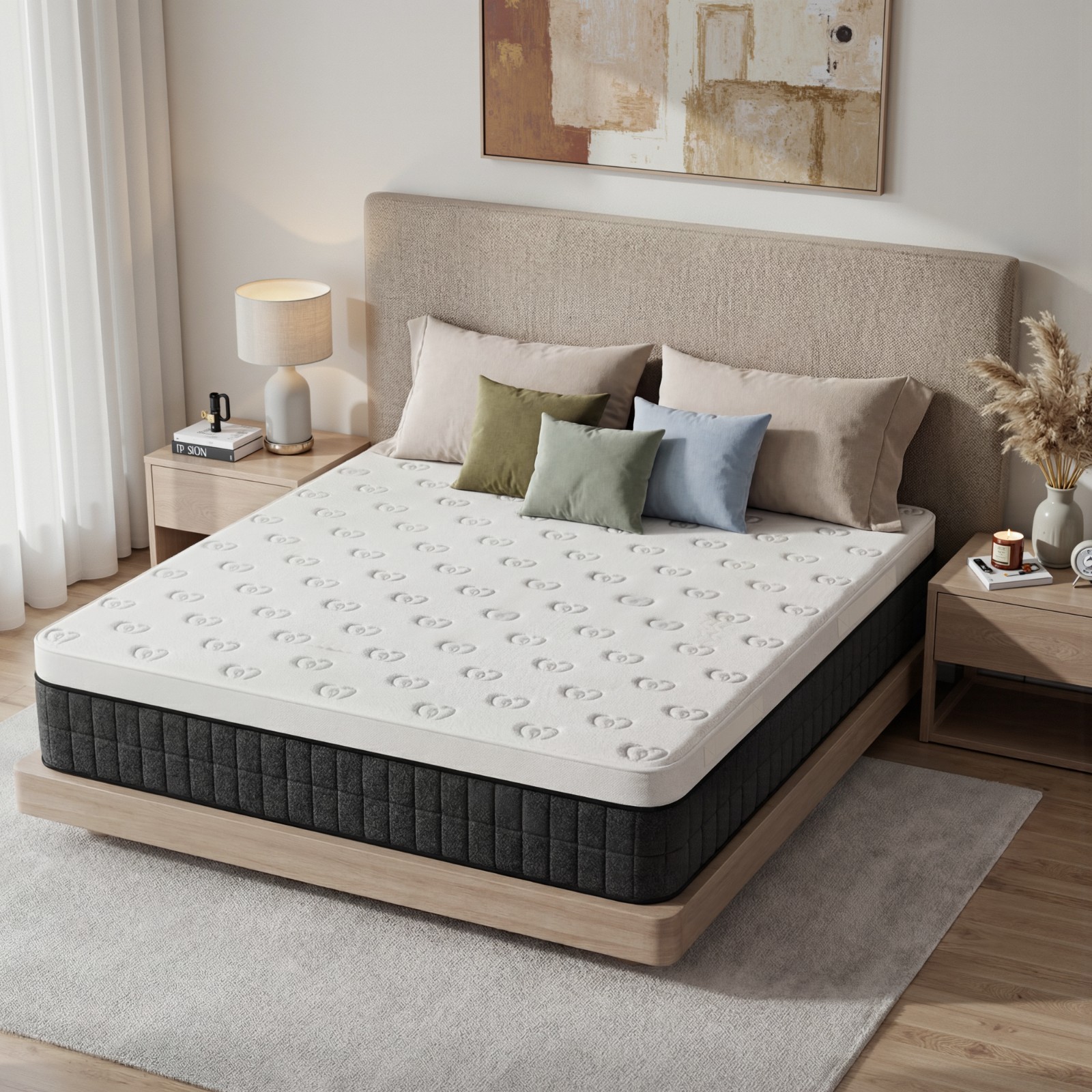12″ White Medium Firm Pillow Top Cooling Gel Hybrid Mattress CertiPUR-US Foam