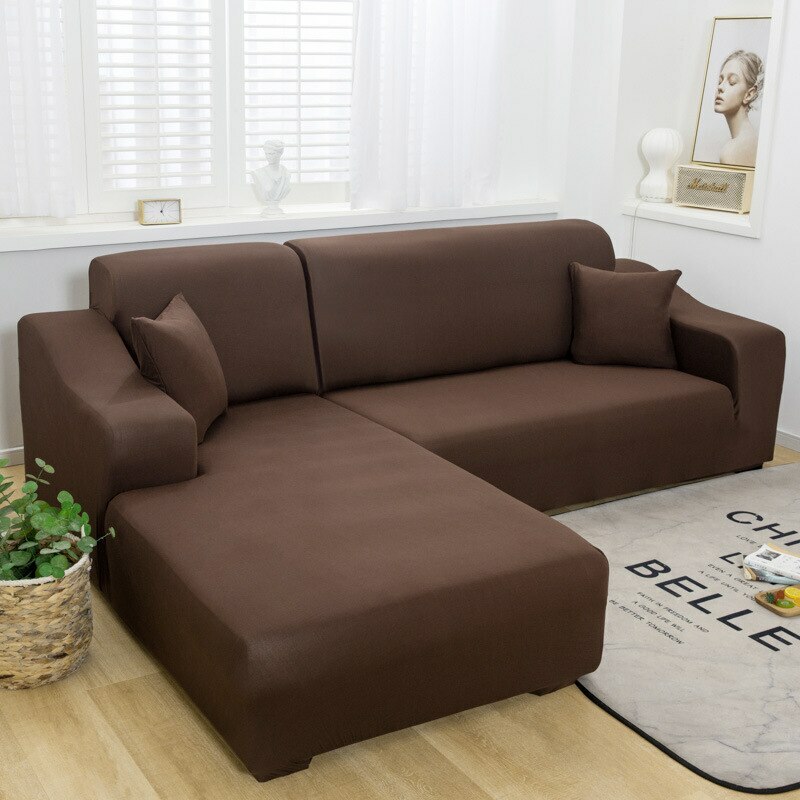 Elastic Sofa Cover For L Shaped Solid Color 1-4seater Couch Cover Living Room