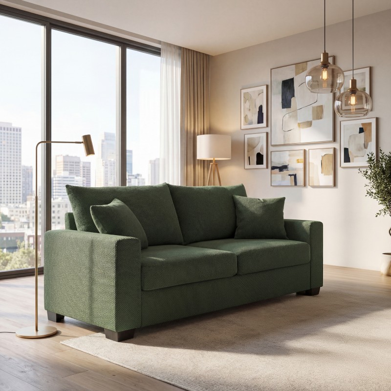 69-inch two-seater Sofa with Textured Fabric, Comfortable Upholstered Couch
