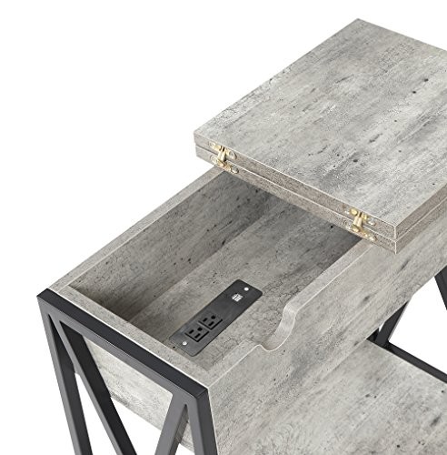 CONVENIENCE CONCEPTS TUCSON ELECTRIC FLIP TOP END TABLE – BARNWOOD/BLACK