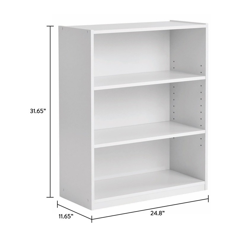 3-Shelf Bookcase Adjustable Shelves Sturdy Storage Unit Home Office Living Room