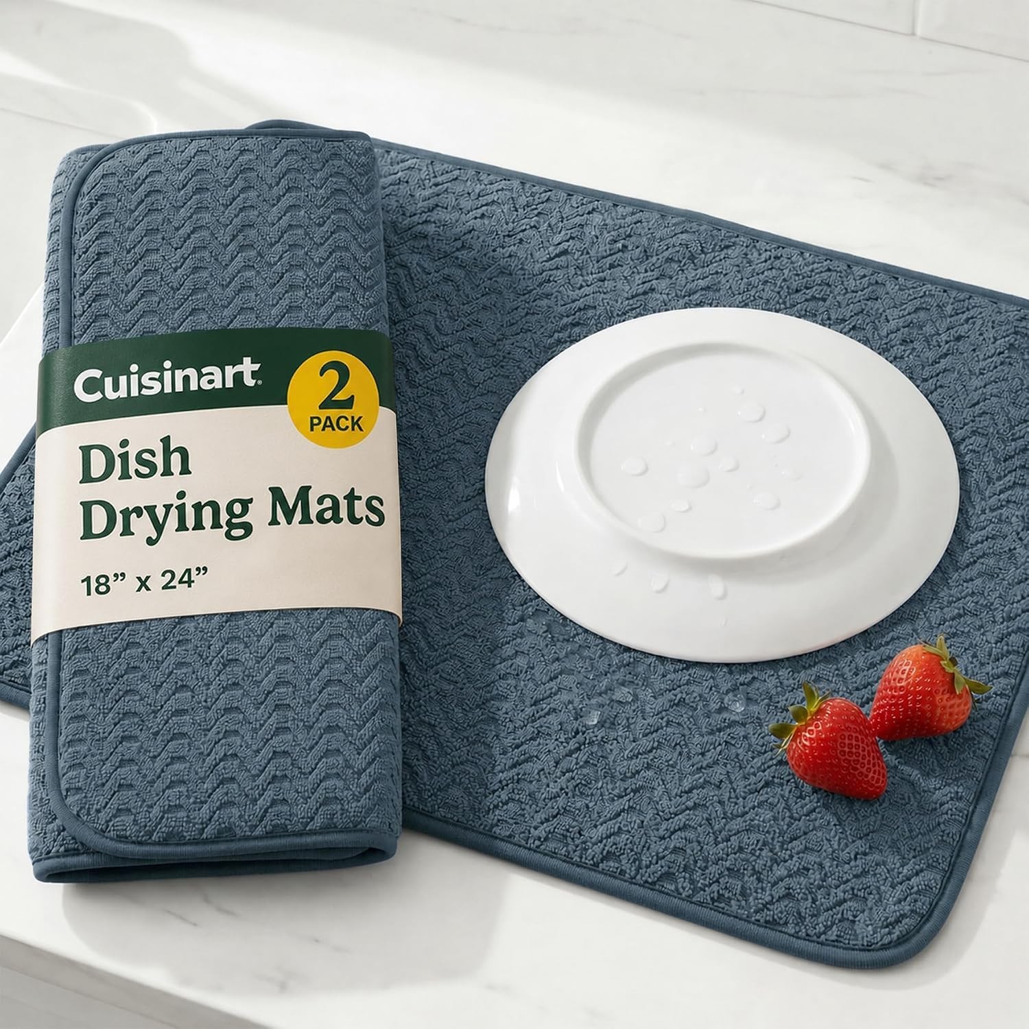 Dish Drying Mat XL, 18” X 24”, Absorbent Microfiber Kitchen Counter Pad, Taupe T