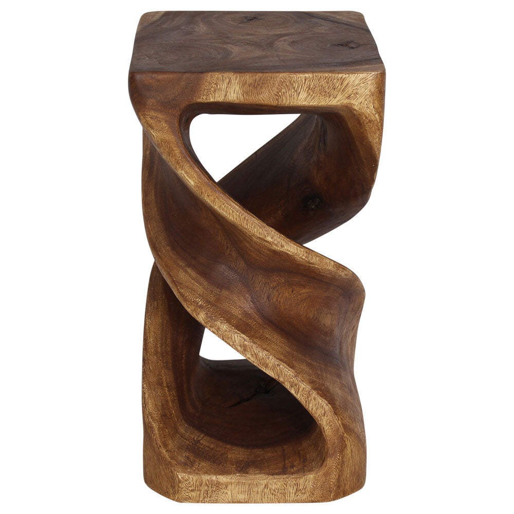 Haussmann Wood Rectangular Double Twist End Table 12x14x23 in Height Walnut Oil